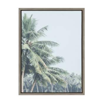 18" x 24" Sylvie Pale Green Coconut Palm Trees by The Creative Bunch Studio Framed Wall Canvas - Kate & Laurel All Things Decor