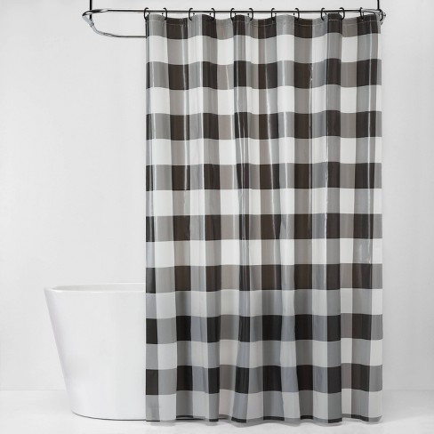 Buffalo Plaid Shower Curtain Bundle Black White Room Essentials