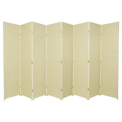 6 ft. Tall Woven Fiber Room Divider - Cream (8 Panel)