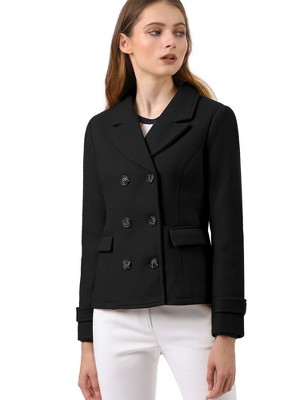 INSPIRE CHIC Women's Notched Lapel Double-Breasted Pea Coat