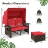 Costway Outdoor Patio Rattan Daybed with Retractable Canopy & Adjustable Backrests Beige/Red/Blue - 3 of 4