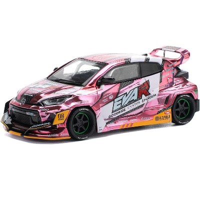 Toyota Goodride GR Yaris RHD "EVA RT Production Model-08" Pink Metallic with Graphics 1/64 Diecast Model Car by Pop Race