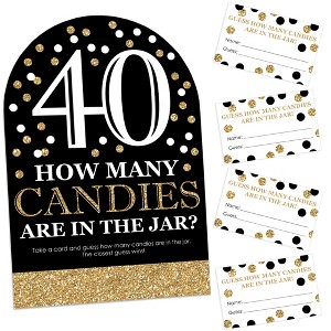 Big Dot of Happiness Adult 40th Birthday - Gold - How Many Candies Birthday Party Game - 1 Stand and 40 Cards - Candy Guessing Game - 1 of 4
