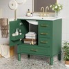 FAMYYT 30 in. Single Sink Freestanding Green Bath Vanity with White Ceramic Top, Soft Close Doors - 2 of 4