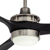 Casa Vieja 52" Windspun Modern Indoor Ceiling Fan 3 Blade LED Light Remote Control Brushed Nickel Finish Wood Blades Bedroom Living Room DC Motor - 3 of 4
