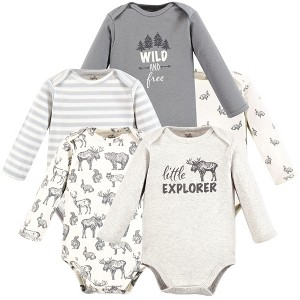 Touched by Nature Organic Cotton Long-Sleeve Bodysuits, Neutral Woodland - 1 of 4