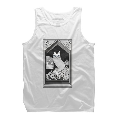 Men's Design By Humans Ghost cat the Keeper of the Crypt By runcatrun Tank Top