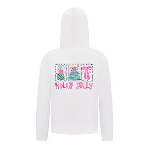 Everyday Kids Christmas Collection Holly Jolly Girls Zip Up Hoodie – Pink Holiday Sweatshirt - 1 of 4