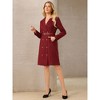 INSPIRE CHIC Women's Tweed Double Breasted Long Sleeve Blazer Dress with Belt - 3 of 4