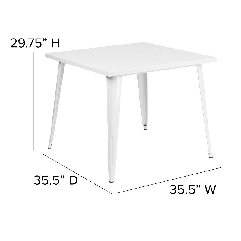 Flash Furniture Commercial Grade 35.5" Square Metal Indoor-Outdoor Table, 4 of 8
