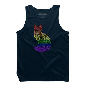 Adult Design By Humans Pride Rainbow Cat Maze By MisoKnotty Tank Top - 1 of 2