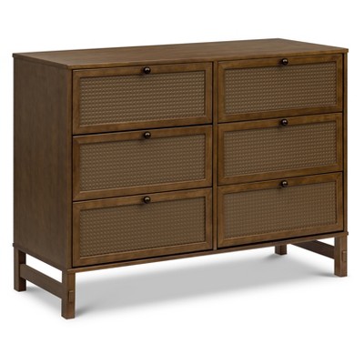 Walnut Double Nursery Dresser with Pressed Cane Accents