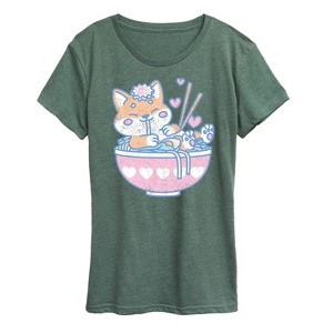 Women's - Instant Message - Kawaii Ramen Shiba Inu Short Sleeve Graphic T-Shirt - 1 of 4