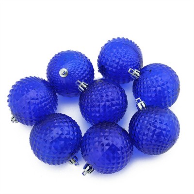 Northlight 8ct Transparent Diamond Cut Shatterproof Christmas Ball Ornament Set 2.5" - Blue