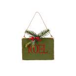 Northlight 7" Hanging "NOEL" Christmas Wall Decor with Pine and Berries
