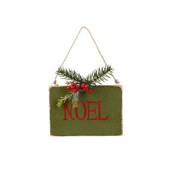 Northlight 7" Hanging "NOEL" Christmas Wall Decor with Pine and Berries