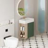 GlasFlength Bathroom Storage Cabinets, Freestanding, Open shelving Bathroom Vanity，Assembly Required, Multicolored, 21.6"*12.2"*33.8" - 2 of 4