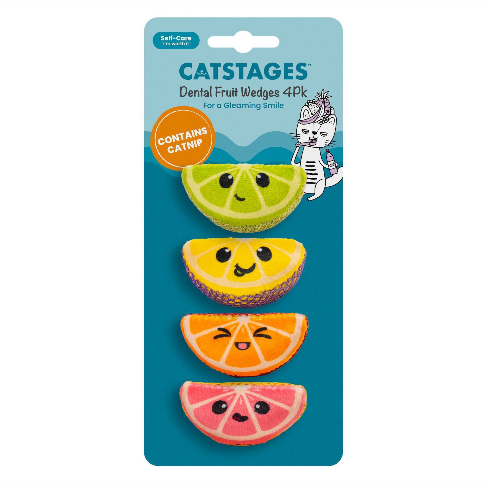 Catstages Dental Fruit Wedges Cat Toy - 4pk