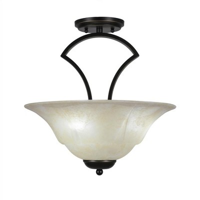Toltec Lighting Zilo 3 - Light Flush Mount in  Dark Granite with 16" Amber Marble Shade