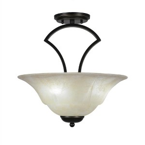 Toltec Lighting Zilo 3 - Light Flush Mount in  Dark Granite with 16" Amber Marble Shade - 1 of 1