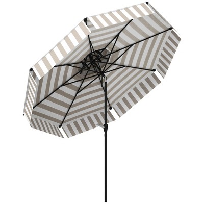 Outsunny 8.6FT Patio Umbrella, UPF 30+ Outdoor Market Umbrella, 2-Tier Vented Patio Table Umbrella with Crank, 8 Ribs, Push Button Tilt