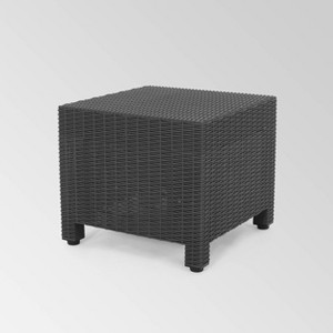 Waverly Faux Wicker Side Table Dark Gray - Christopher Knight Home: Weather-Resistant Patio Accent Table - 1 of 4