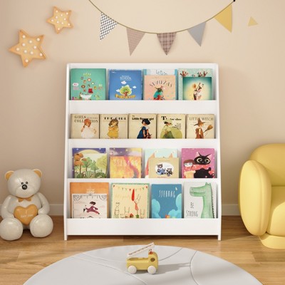 YONWAY 4-Tier Kids Bookshelf and Toy Organizer Toddler Book Display Shelves for Kids Rooms, Bedroom, Playroom, Nursery
