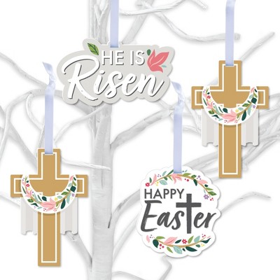 Big Dot of Happiness Religious Easter - Christian Holiday Decorations - Tree Ornaments - Set of 12