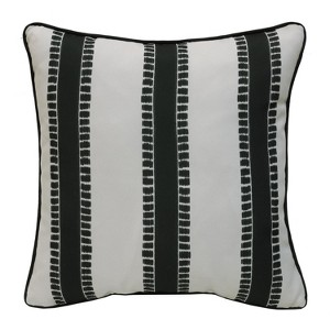 Outdoor Decor by Commonwealth Printed Stripe Outdoor Pillow Cover 18" x 18" Black (Cover Only) - 1 of 4