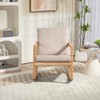 Solid Wood Rocking Chair Upholstered in Linen Fabric, Beige 4Q - ModernLuxe - 2 of 4