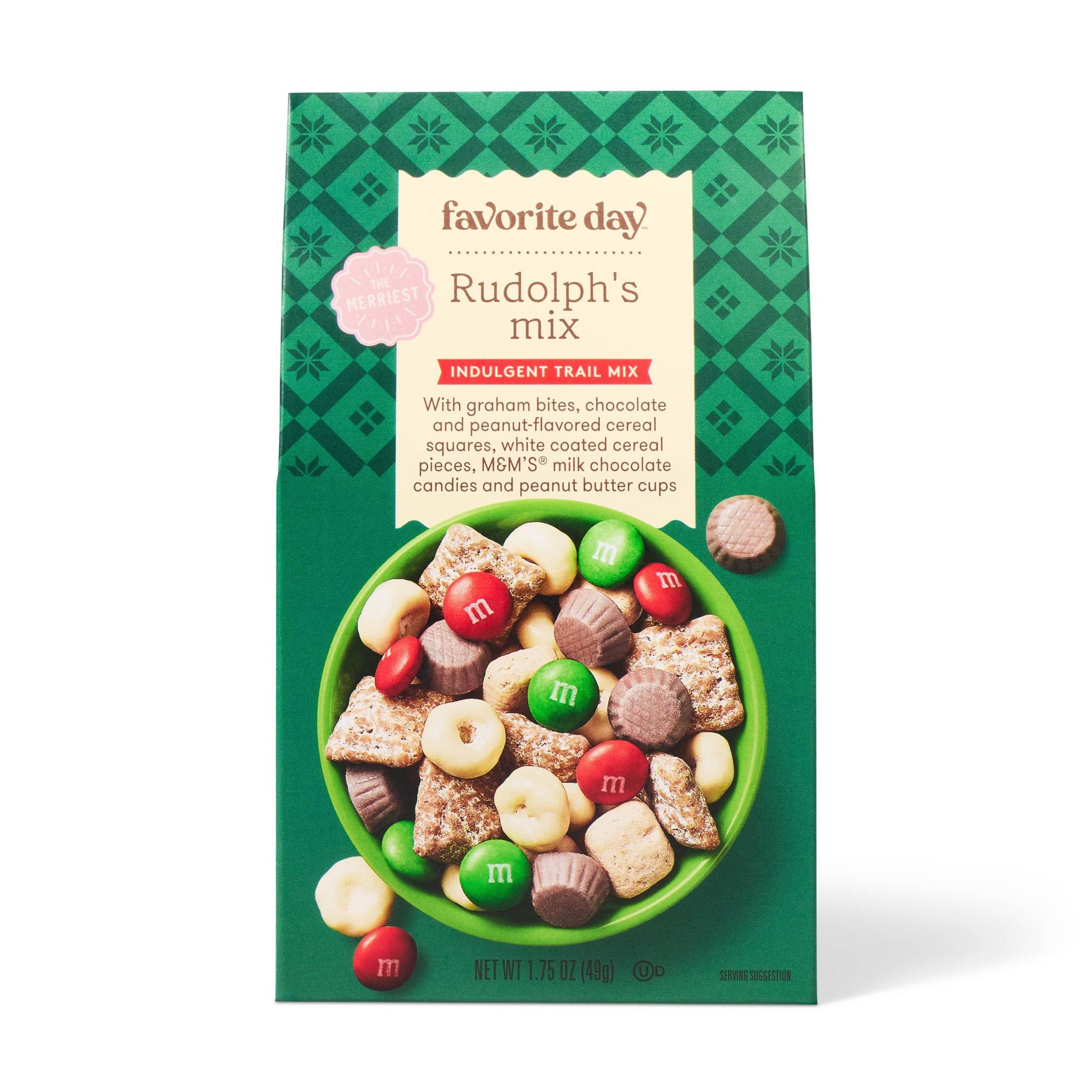 Christmas Rudolph's Mix Indulgent Snack Trail Mix Stocking Stuffer - 1.75oz - Favorite Day™