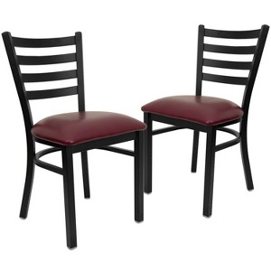 Emma and Oliver 2 Pack Ladder Back Metal Restaurant Chair - 1 of 4