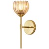 POWLIG 14.57-in 1-Light Amber Gold Iron Armed Wall Sconce With Tulip Glass Lampshade - 2 of 4
