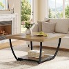 Lantine Square Coffee Table with Storage Shelves, 31.5" Farmhouse 2-Tier Center Cocktail Table with Arc Metal Frame for Living Room - 4 of 4