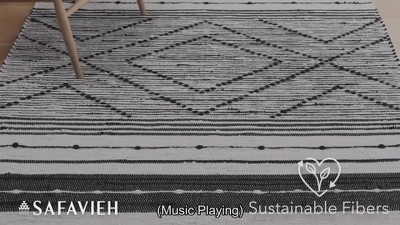 Boho-Chic Black Stripe Hand-Woven Kilim Square Rug