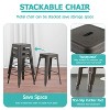 BestMassage Set of 4 Stackable Metal Bar Stools 24/30 Inch Counter Barstool Height Backless - 3 of 4