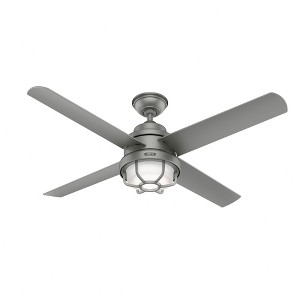 Hunter Searow 54" Matte Silver Lighted Ceiling Fan with Integrated LED and Wall Control for Outdoor Spaces - 1 of 4
