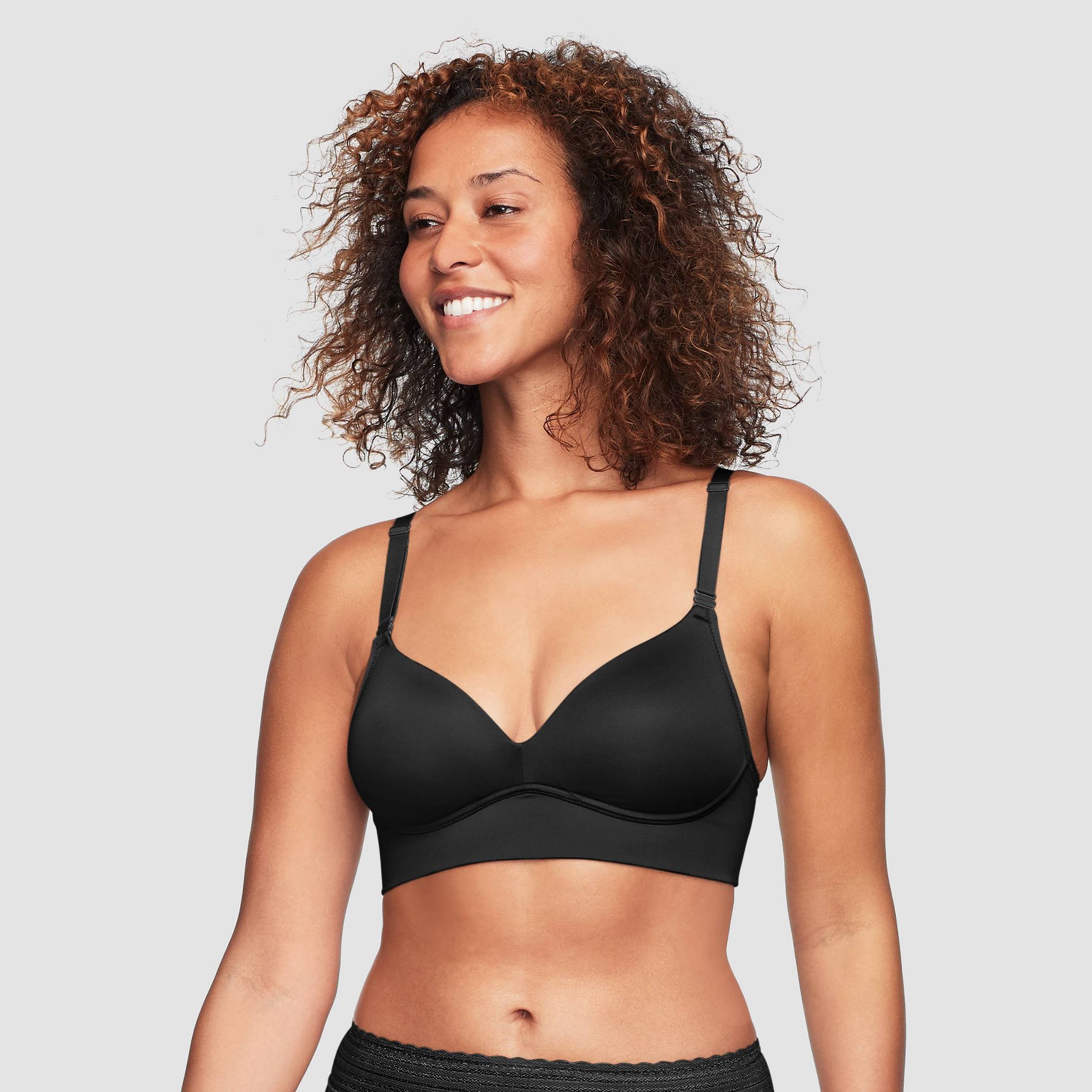 Simply Perfect by Warner's Women's Longline Convertible Wirefree Bra - Black 40D: Medium Support, Adjustable Straps