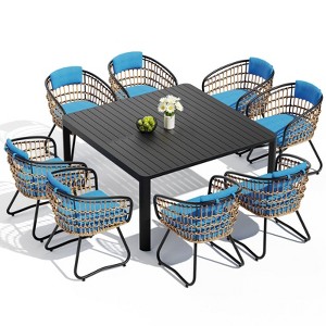 Crestlive Products Expandable Aluminum Outdoor Dining sets for 6-8 58" Extendable Patio Table Adjustable Rectangular Square Table with chairs - 1 of 4