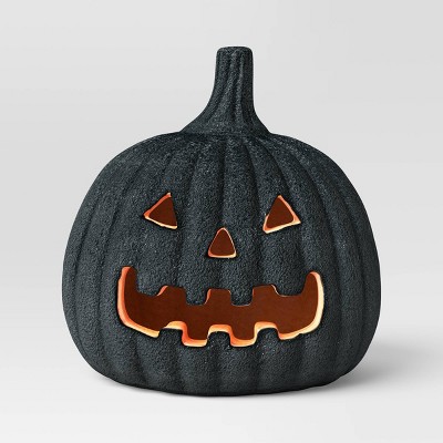 Textured Large Jack O' Lantern Decorative Sculpture - Hyde and EEK! Boutique™ Matte Black