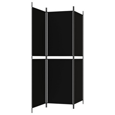 Black Polyester Fabric 3-Panel Folding Room Divider with Iron Frame