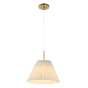 JONATHAN Y Alden 14.25" 1-Light Classic French Country Iron LED Pendant with Pleated Shade: Dimmable, ETL Listed, Adjustable Height - 1 of 4
