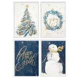 Hallmark 40ct Watercolor Wonder Assorted Boxed Card Pack Blue/White/Gold
