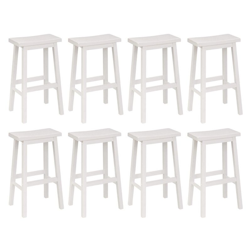 PJ Wood Classic Saddle Seat 29'' Kitchen Bar Counter Stool with Backless Seat & 4 Square Legs, for Homes, Dining Spaces, and Bars, White (8 Pack), 1 of 7