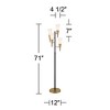Possini Euro Design Quatro Mid Century Modern Tree Floor Lamp 71" Tall Black Gold Metal 4 Light Frosted Glass Cone Shade for Living Room Bedroom House - 4 of 4