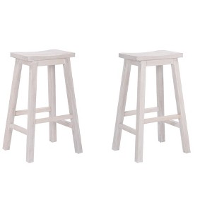 WestinTrends 29" Saddle Seat Solid Wood Kitchen Bar Stool Chair (Set of 2) - 1 of 4