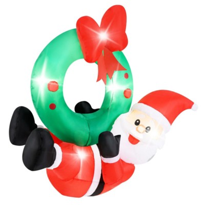 SEVOBAL Inflatable Holiday Decorations 4ft Inflatable Santa Wreath Christmas Decor Outdoor Christmas Inflatables, Red, 48"*18"*48"