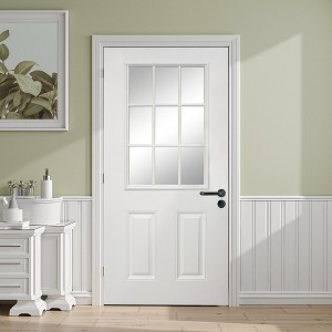 SpassWay 36"W*80"H 9-Lite 2-Panel Exterior Frosted Glass Prehung Front Entry Door Primed Interior Fiberglass Entrance Door - 1 of 4