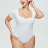 Coolmee Womens Bodysuit Tummy Control Seamless Short Sleeve Body Suit Shapewear Thong Square Neck Body Sculpting Shaper - 4 of 4