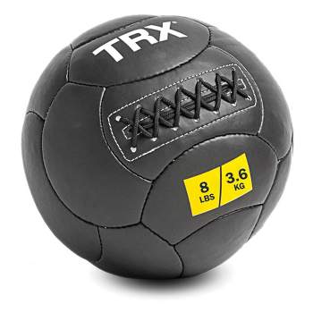 TRX 8 Pound Wall Ball Home Gym Strength Training Weighted Equipment with Non-Slip Exterior for Leveling Up Full Body Workouts, Black (14 Inch)